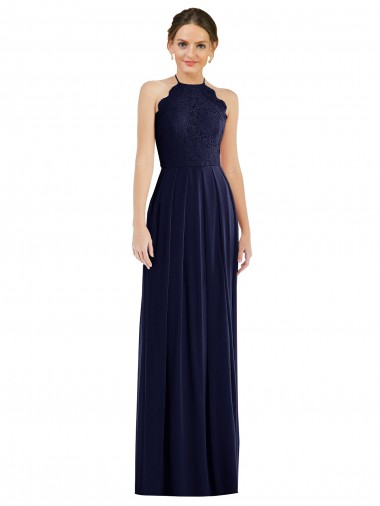 Shop Tie Neck Lace Halter Pleated Skirt Maxi Bridesmaid Dress Ottawa