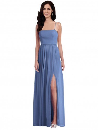 Shop Slim Spaghetti Straps Chiffon Bridesmaid Dress with Front Slit Ottawa
