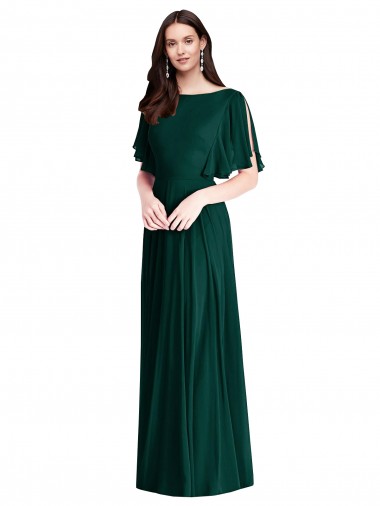 Shop Backless Floor Length Split Sleeves Maxi Bridesmaid Dress Ottawa