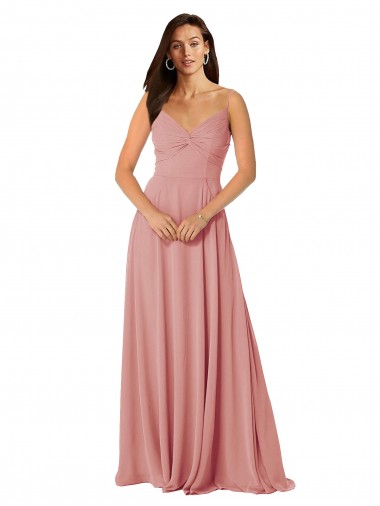 Shop Twist-Knot V-Neck Long Chiffon Bridesmaid Dress with Pockets Ottawa