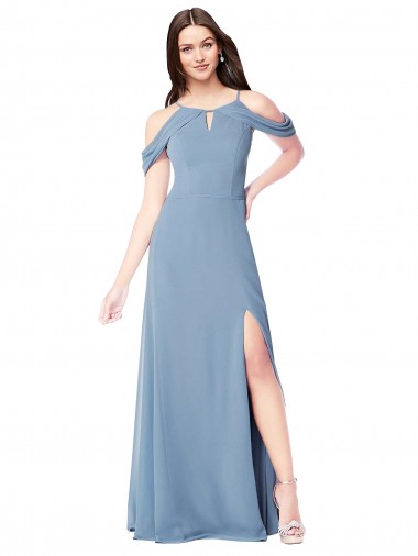Shop High Neck Chiffon Bridesmaid Dress with Draped Sleeves Ottawa