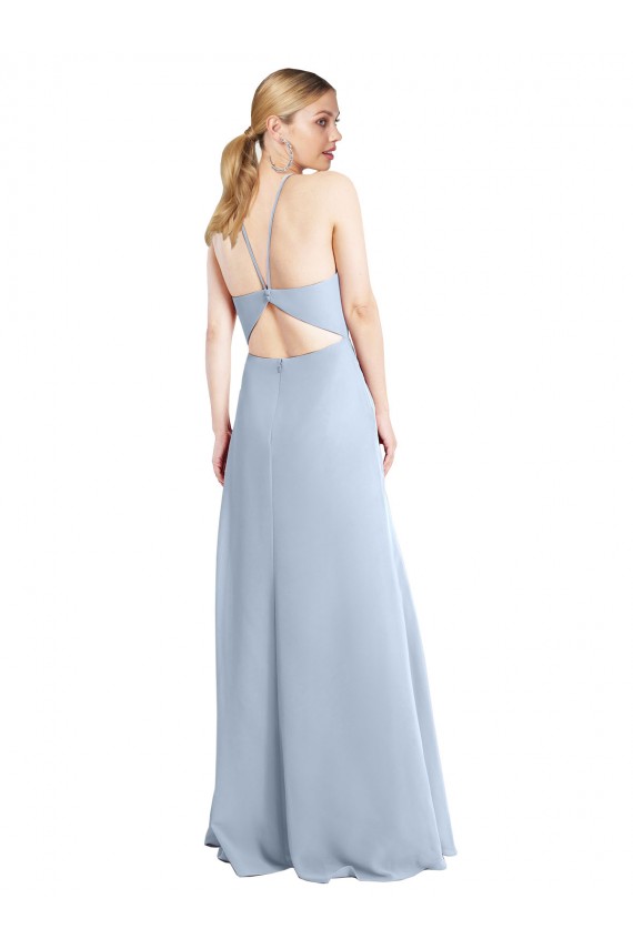 Shop Halter Neck Long Chiffon Bridesmaid Dress with Strappy Back and Daring Side Slit Ottawa
