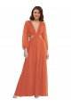 Shop High Low Ruffled Long Chiffon Cutout Bishop Sleeves Maxi Bridesmaid Dress Ottawa