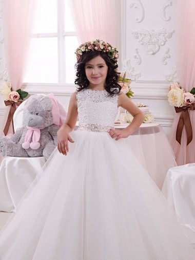Shop Ivory Ball Gown Bateau Chapel Train Sleeveless Flower Girl Dress Ottawa