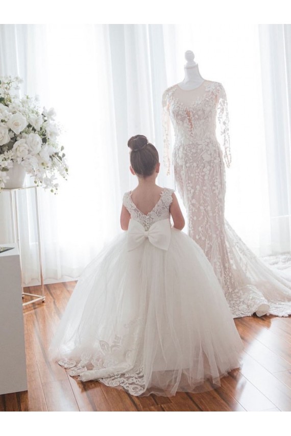 Shop Ivory Ball Gown Chapel Train Sleeveless Flower Girl Dress Ottawa