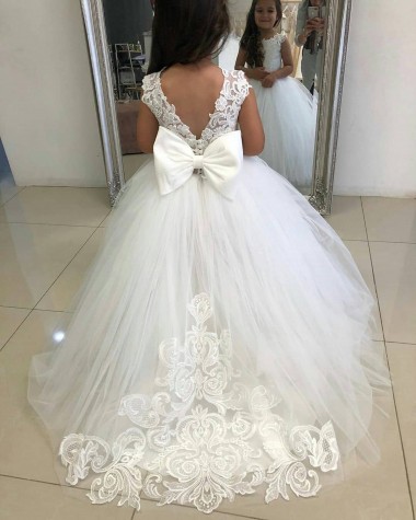 Shop Ivory Ball Gown Chapel Train Sleeveless Flower Girl Dress Ottawa