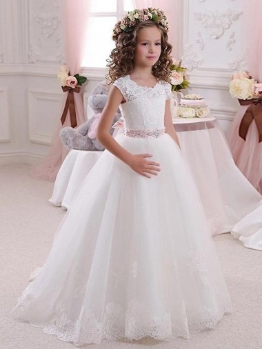 Shop Ivory Ball Gown High Neck Floor Length Keyhole Back Flower Girl Dress Ottawa