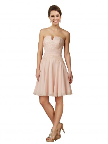 Shop Lace and Chiffon Bridesmaid Dress / Cocktail Dress with Unique Neckline Ottawa