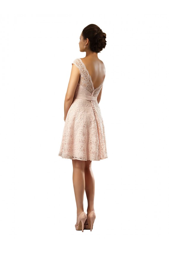 Shop Short Knee Length Lace Bridesmaid Dress with Matching Chiffon Tie Sash Ottawa