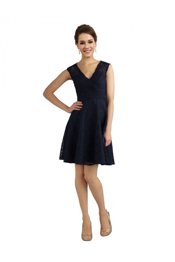 Shop Short V-Neck Lace Cocktail Bridesmaid Dress with Illusion Back Ottawa