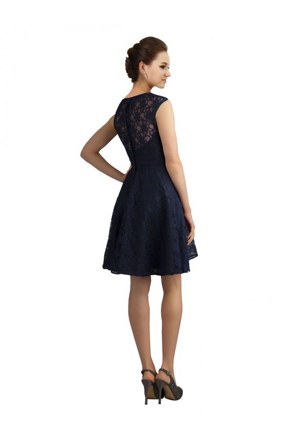 Shop Short V-Neck Lace Cocktail Bridesmaid Dress with Illusion Back Ottawa