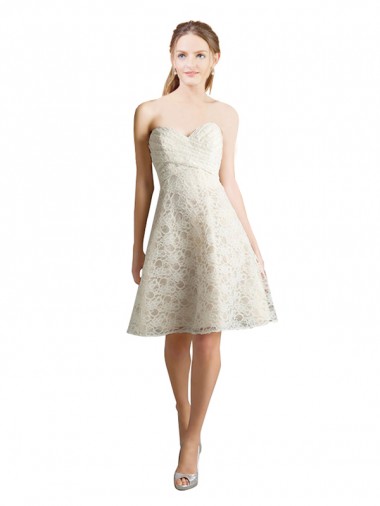 Shop Lace Bridesmaid Dress / Cocktail Dress with Draped Sweetheart Neckline Ottawa