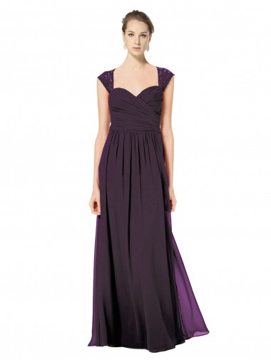 Shop Long Chiffon Sweetheart Bridesmaid with Lace Straps and Keyhole Back Ottawa