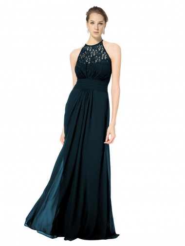 Shop Lace Halter Bodice Long Chiffon Bridesmaid Dress Ottawa