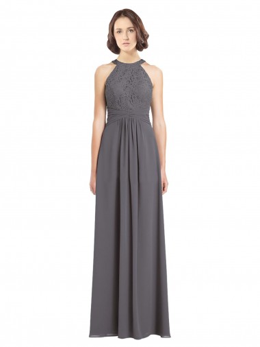 Shop Long Chiffon Bridesmaid Dress with Corded Lace Bodice Ottawa