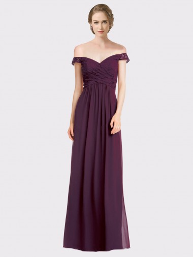 Shop Sweetheart Long Bridesmaid Dress with Off the Shoulder Cap Sleeve Lace Bodice Ottawa