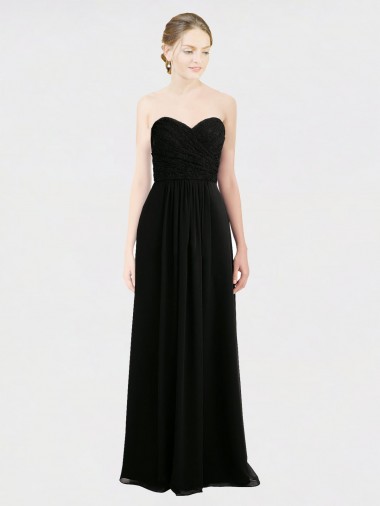 Shop Long Strapless Lace Bodice Bridesmaid Dress with Sweetheart Neckline and Criss-Cross Pleats Ottawa