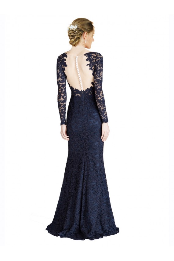 Shop Illusion Long Sleeves Lace Bridesmaid Dress / Prom Dress with Sheer Keyhole Back Ottawa