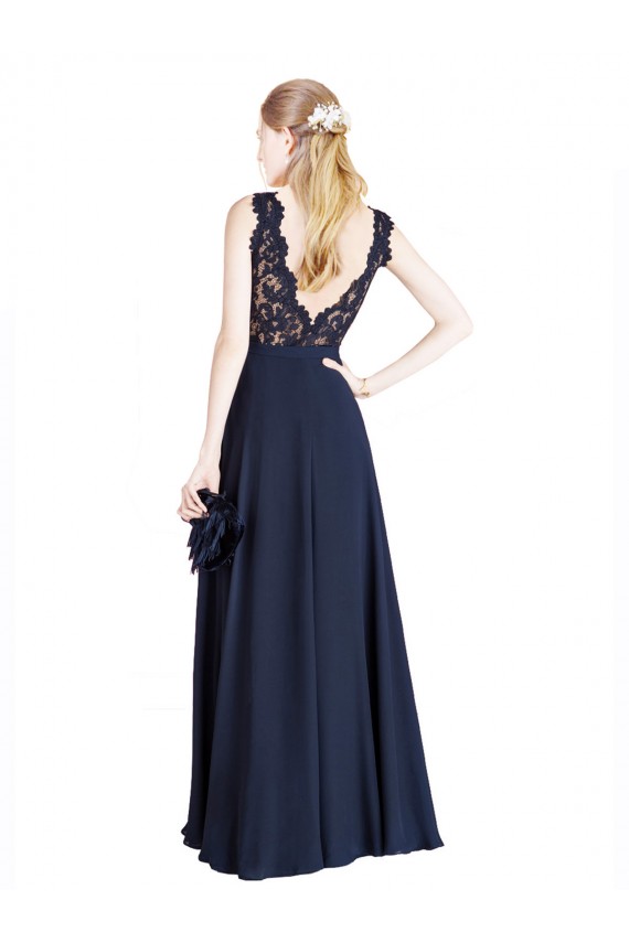 Shop Bateaux Neckline A-Line Lace Bridesmaid Dress / Prom Dress with Top Nude Layer Ottawa