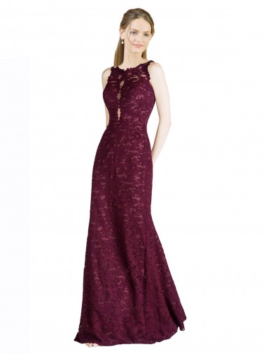 Shop Long Lace Bridesmaid Dress / Prom Dress with Peekaboo Bodice and Keyhole Back Ottawa