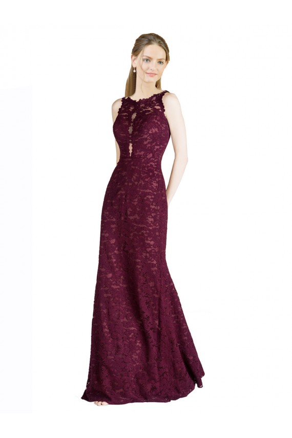 Shop Long Lace Bridesmaid Dress / Prom Dress with Peekaboo Bodice and Keyhole Back Ottawa