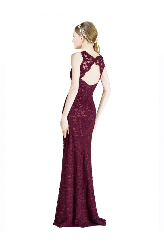 Shop Long Lace Bridesmaid Dress / Prom Dress with Peekaboo Bodice and Keyhole Back Ottawa