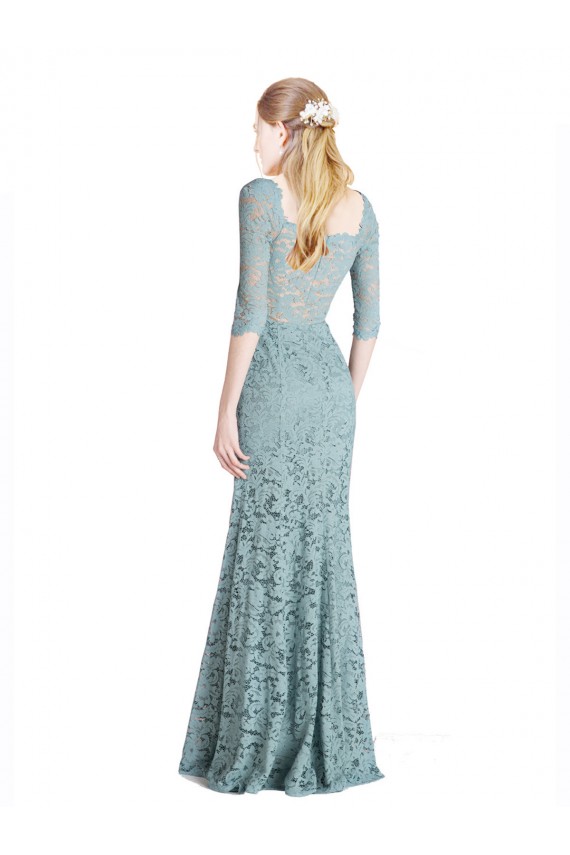 Shop Half Sleeves Pleated Lace Bridesmaid Dress / Prom Dress with Wrap-Around Portrait Neckline Ottawa