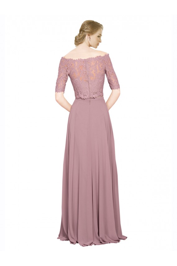 Shop Off the Shoulder Lace Crop Top A-Line Chiffon Bridesmaid Dress / Prom Dress Ottawa