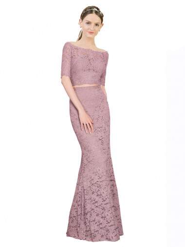 Shop Short Sleeves Crop Top Mermaid Lace Bridesmaid Dress / Prom Dress Ottawa