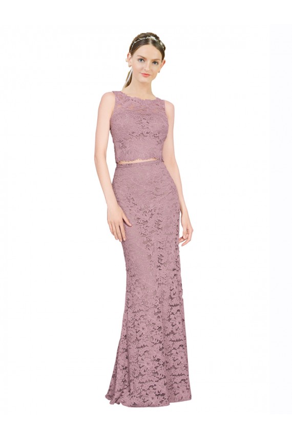 Shop Sleeveless Crop Top High Neck Mermaid Lace Bridesmaid Dress / Prom Dress Ottawa
