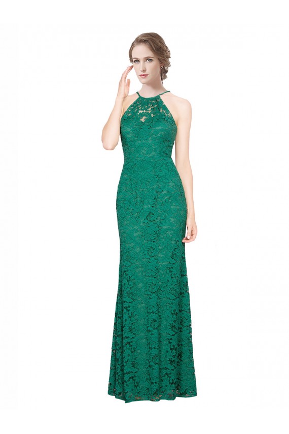 Shop High Illusion Halter Neck Long Lace Bridesmaid Dress / Prom Dress Ottawa
