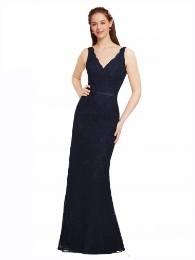 Shop Lace Bridesmaid Dress with Satin Waistband and Open Back Ottawa
