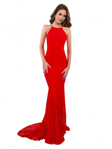 Shop High Neck Long Formal Lace Bridesmaid Dress / Prom Dress with Open Back Straps Ottawa