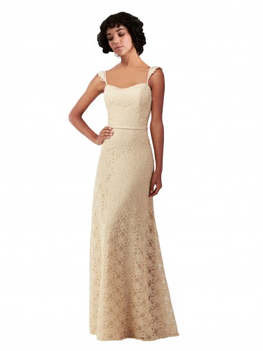Shop Lace A-Line Long Bridesmaids Dress with Satin Waistband Ottawa