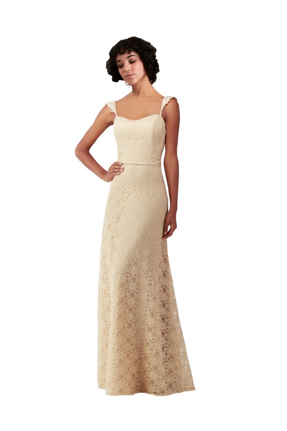 Shop Lace A-Line Long Bridesmaids Dress with Satin Waistband Ottawa