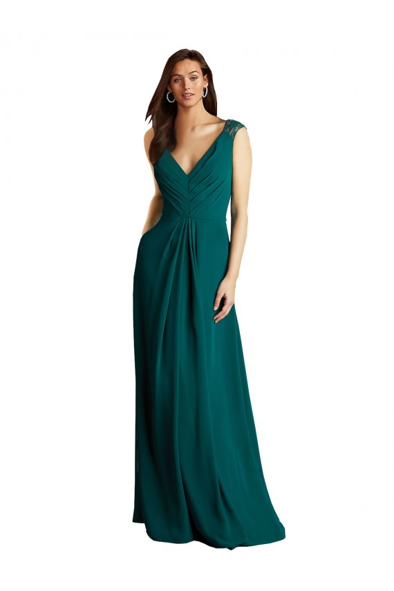 Shop Long A-Line Lace and Chiffon Bridesmaid Dress with Open Back Ottawa