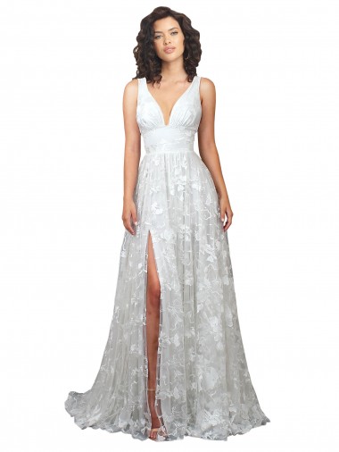 Shop Plunging V-Neckline Wedding Dress with Slit Ottawa