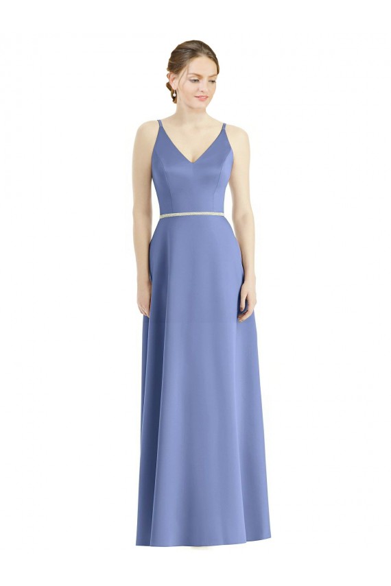 Shop Long Floor Length V-Neck Satin Bridesmaid Dress with Spaghetti Straps Ottawa
