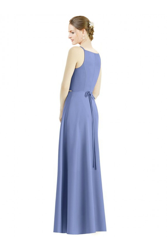 Shop Long Floor Length V-Neck Satin Bridesmaid Dress with Spaghetti Straps Ottawa