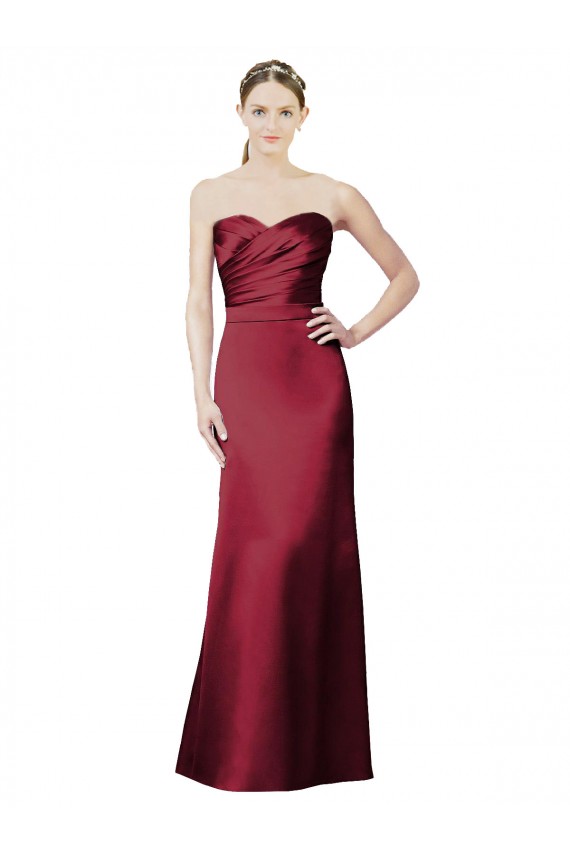 Shop Strapless Satin Bridesmaid Dress with Asymmetrical Draped Bodice Ottawa