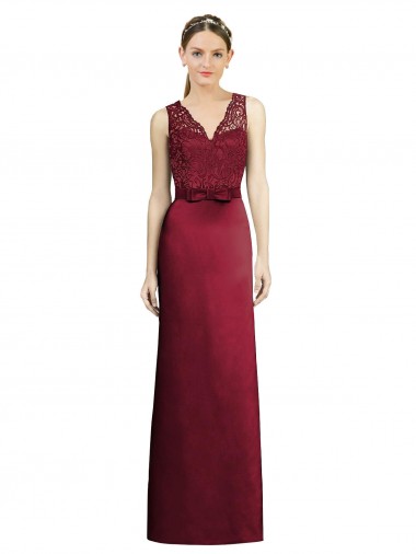 Shop Full Length Sleeveless Satin Bridesmaid Dress with Lace Bodice Ottawa