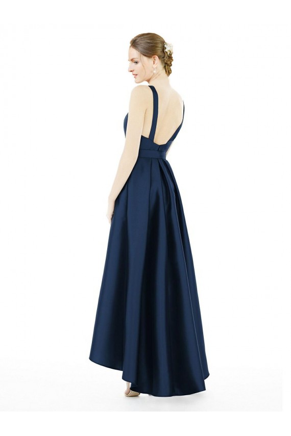 Shop Full Length Sleeveless Long Satin Bridesmaid Dress with High Low Hem Detail Ottawa