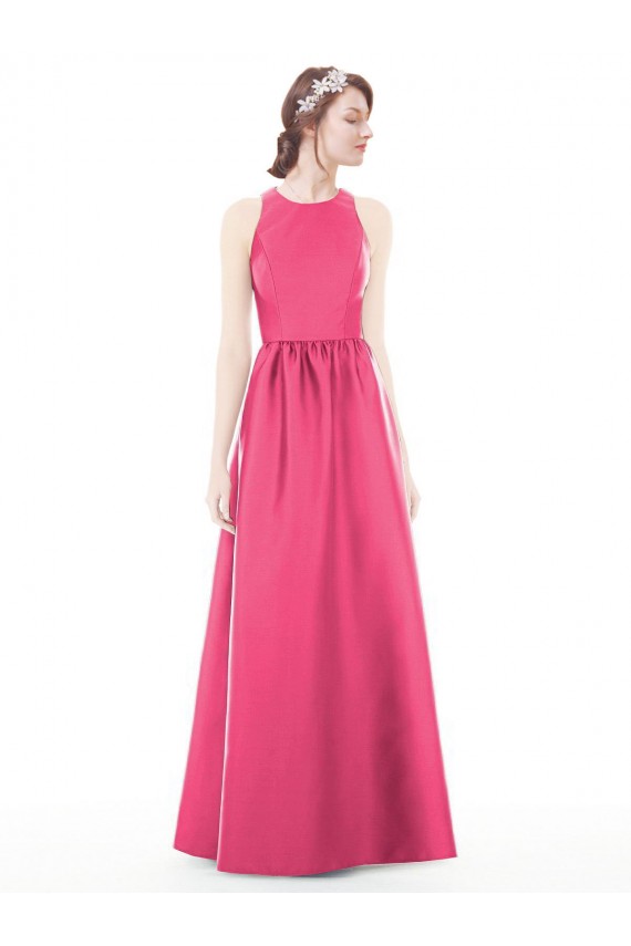 Shop Jewel Neck Keyhole Back Sleek Long Satin Bridesmaid Dress Ottawa