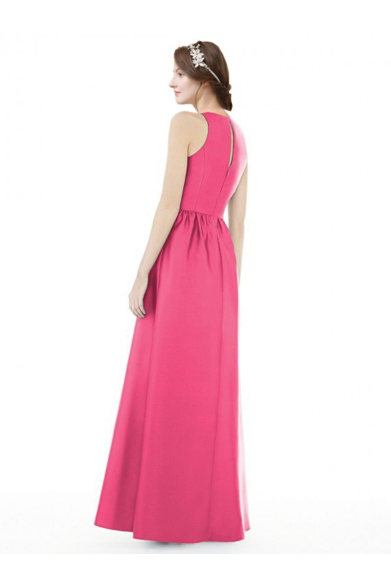 Shop Jewel Neck Keyhole Back Sleek Long Satin Bridesmaid Dress Ottawa