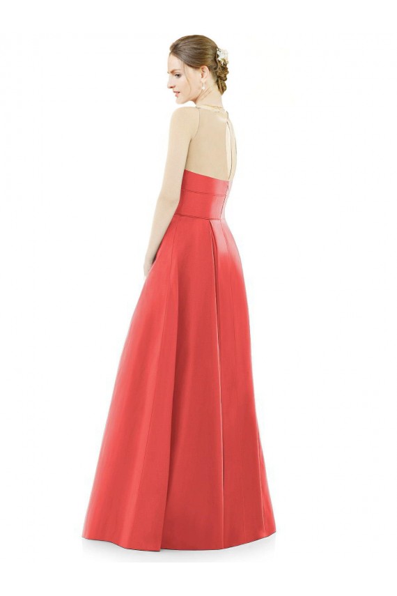Shop Sheer V-Neck Tulle Illusion Long Satin Bridesmaid Dress Ottawa