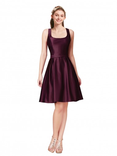 Shop Classic Cocktail Knee Length Satin Bridesmaid Dress / Prom Dress with V Back and Bow Detail Ottawa