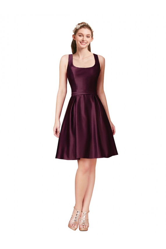 Shop Classic Cocktail Knee Length Satin Bridesmaid Dress / Prom Dress with V Back and Bow Detail Ottawa