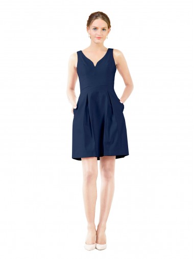 Shop V-Neck A-Line Satin Cocktail Bridesmaid Dress with Pockets Ottawa
