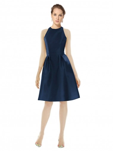 Shop Short Halter Cocktail Length Luxe Satin Cocktail Bridesmaid Dress Ottawa