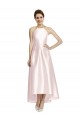 Shop Long High-Low Halter Satin Bridesmaid Dress with Criss-Cross Back Ottawa